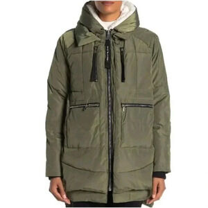 Bagatelle Sport Olive Green Layered Subarctic Thermal Puffer Zipper Jacket Large